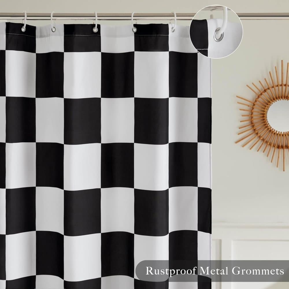 Retro Chess Pattern Checkered Shower Curtain, Black, 180x180 cm V1188-MS-325-0945