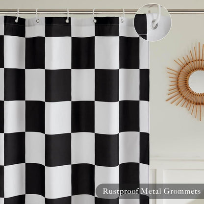 Retro Chess Pattern Checkered Shower Curtain, Black, 180x180 cm V1188-MS-325-0945