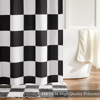 Retro Chess Pattern Checkered Shower Curtain, Black, 180x180 cm V1188-MS-325-0945