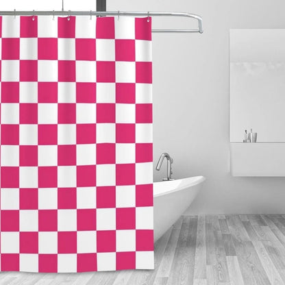Checkered Shower Curtain, Retro Chess Pattern Vintage Aesthetics for Bathroom, 180x180 cm V1188-MS-325-0947