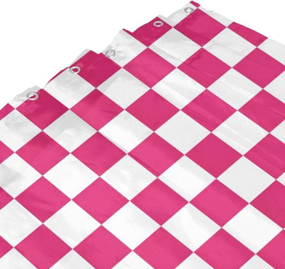 Checkered Shower Curtain, Retro Chess Pattern Vintage Aesthetics for Bathroom, 180x180 cm V1188-MS-325-0947