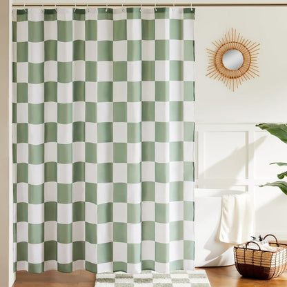 Green Checkered Shower Curtain with Retro Chess Pattern, 180x180 cm V1188-MS-325-0950