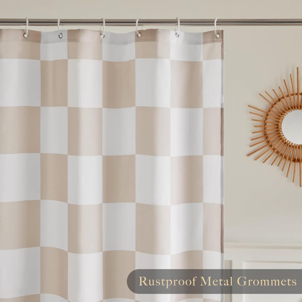 Checkered Shower Curtain 180x180 cm, Retro Chess Pattern Vintage Aesthetics for Bathroom, Yellow V1188-MS-325-0952