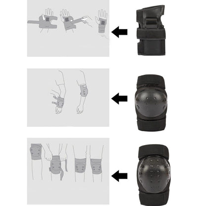 6-in-1 Protective Gear Set for Roller Skating Skateboarding with Adjustable Knee Elbow Wrist Guards, One V1188-MS-325-0957