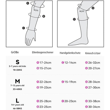 6-in-1 Protective Gear Set for Roller Skating Skateboarding, Adjustable Knee Elbow Wrist Guards, One Size, V1188-MS-325-0962