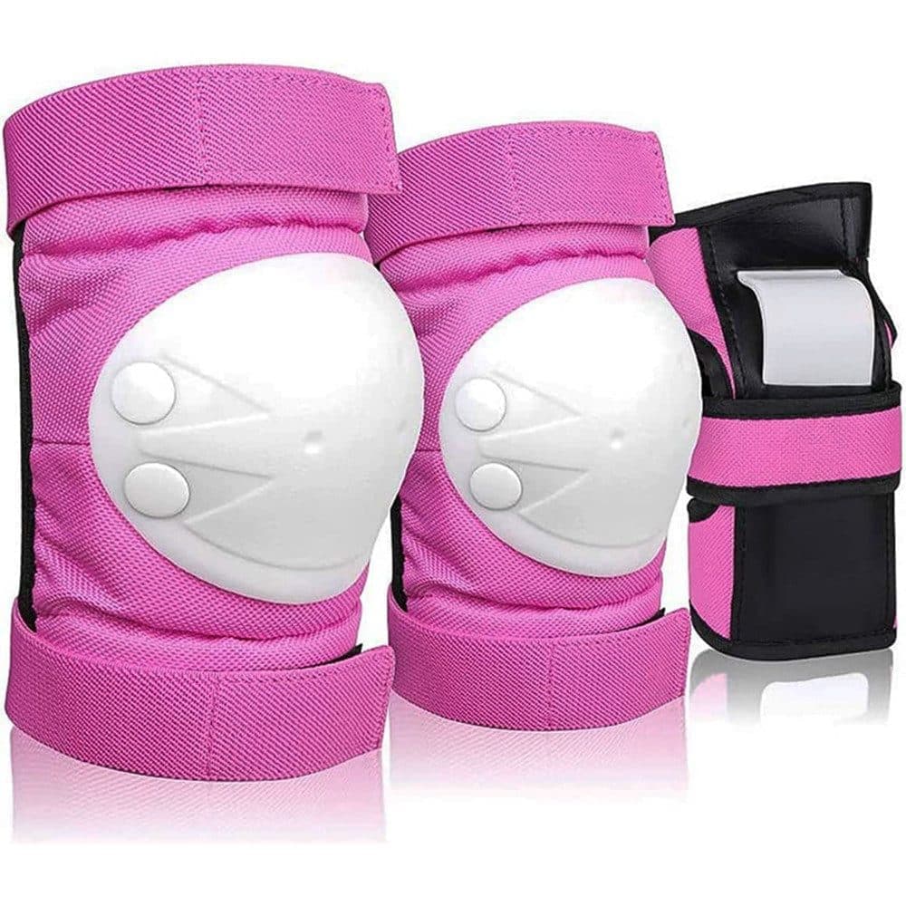 6-in-1 Protective Gear Set Adjustable Knee Elbow Wrist Guards for Roller Skating Skateboarding, One Size, Pink V1188-MS-325-0965