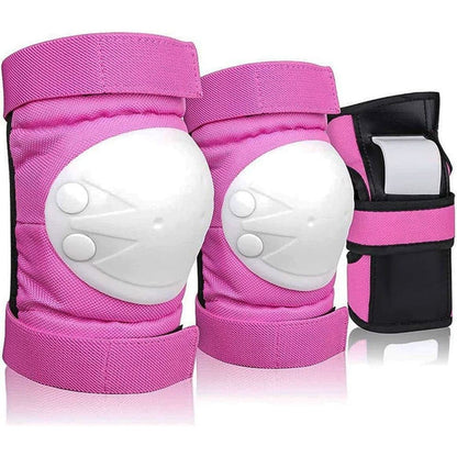 6-in-1 Protective Gear Set Adjustable Knee Elbow Wrist Guards for Roller Skating Skateboarding, One Size, Pink V1188-MS-325-0965