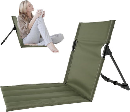 Foldable Beach Chair with Storage Bag, Collapsible Sun Lounger, Padded Lightweight Camping Chair, Green V1188-MS-325-0975