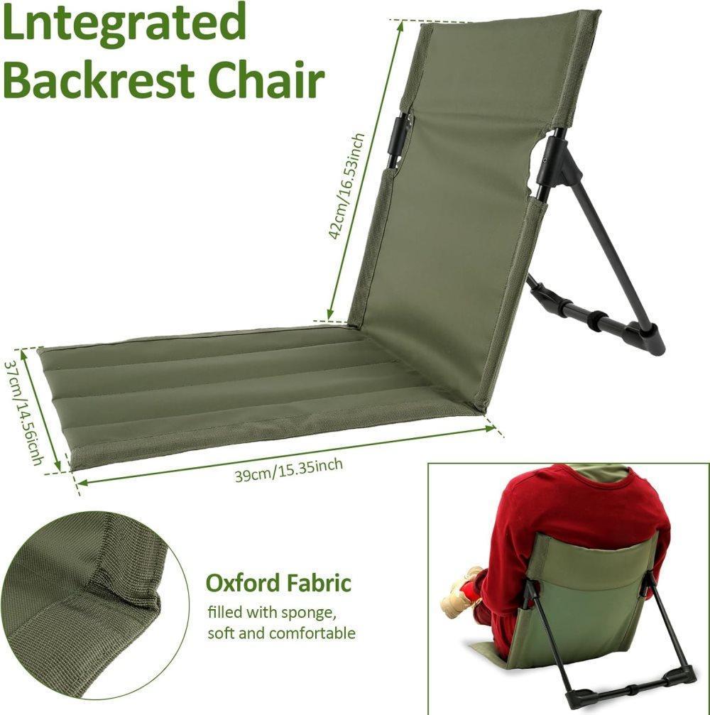 Foldable Beach Chair with Storage Bag, Collapsible Sun Lounger, Padded Lightweight Camping Chair, Green V1188-MS-325-0975