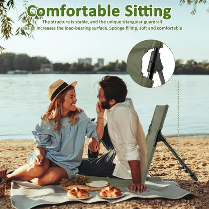 Foldable Beach Chair with Storage Bag, Collapsible Sun Lounger, Padded Lightweight Camping Chair, Green V1188-MS-325-0975