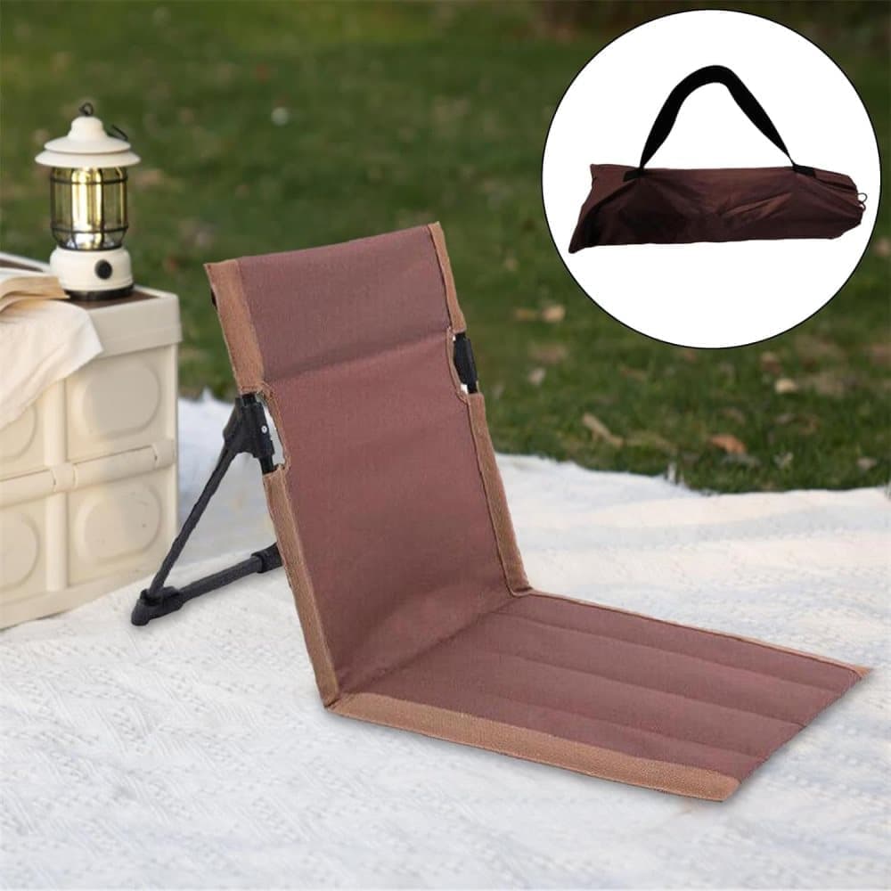 Foldable Beach Chair with Storage Bag, Collapsible Sun Lounger, Lightweight Camping Chair, Brown V1188-MS-325-0976