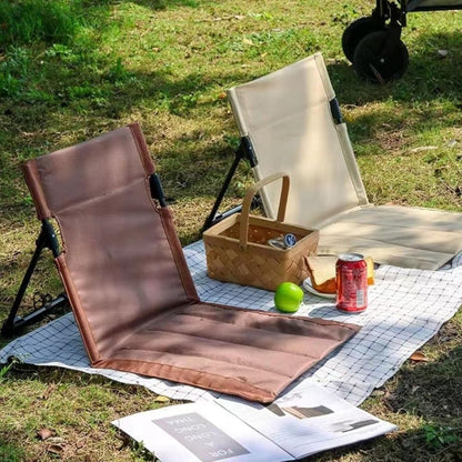 Foldable Beach Chair with Storage Bag, Collapsible Sun Lounger, Lightweight Camping Chair, Brown V1188-MS-325-0976