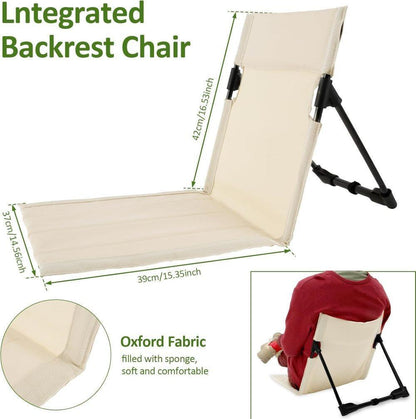 Foldable Beach Chair with Storage Bag, Collapsible Sun Lounger, Lightweight Camping Chair, Beige V1188-MS-325-0977