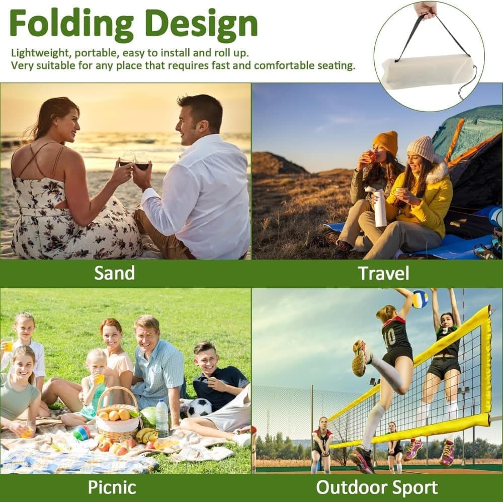 Foldable Beach Chair with Storage Bag, Collapsible Sun Lounger, Lightweight Camping Chair, Beige V1188-MS-325-0977