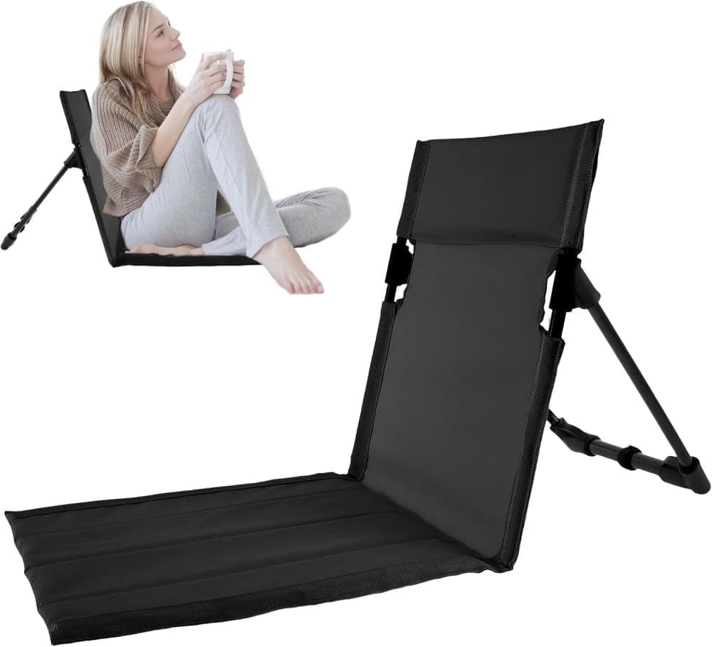 Foldable Beach Chair with Storage Bag, Collapsible Sun Lounger, Lightweight Camping Chair, Black V1188-MS-325-0978