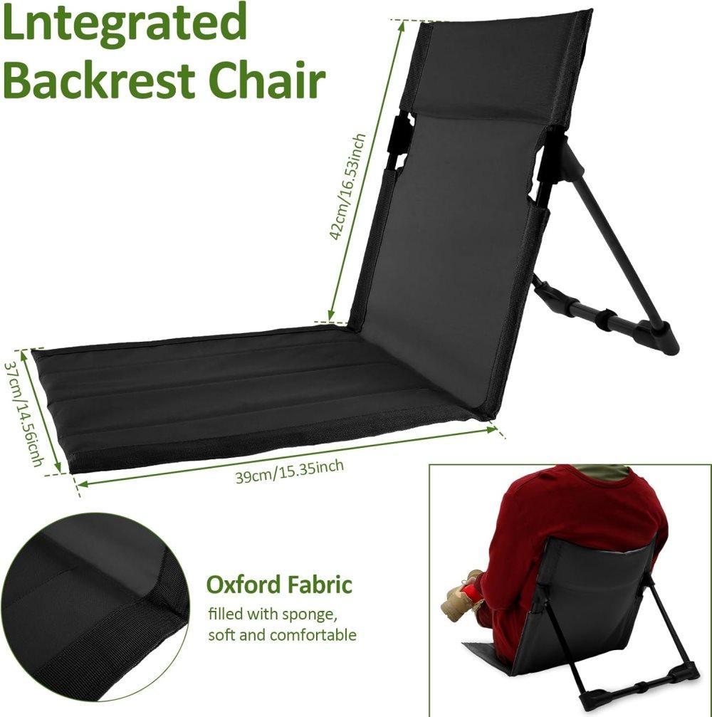 Foldable Beach Chair with Storage Bag, Collapsible Sun Lounger, Lightweight Camping Chair, Black V1188-MS-325-0978