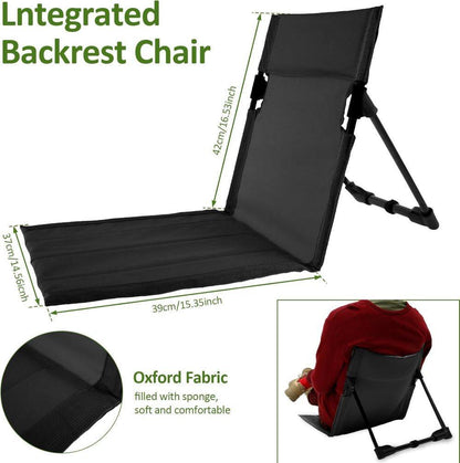 Foldable Beach Chair with Storage Bag, Collapsible Sun Lounger, Lightweight Camping Chair, Black V1188-MS-325-0978