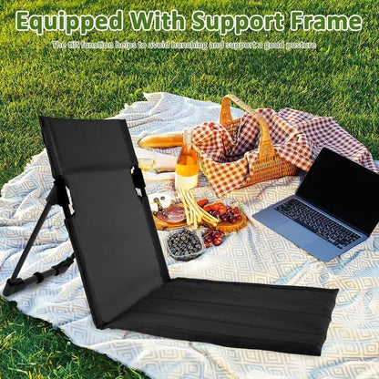 Foldable Beach Chair with Storage Bag, Collapsible Sun Lounger, Lightweight Camping Chair, Black V1188-MS-325-0978