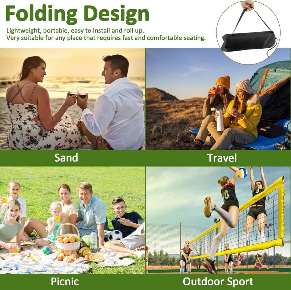Foldable Beach Chair with Storage Bag, Collapsible Sun Lounger, Lightweight Camping Chair, Black V1188-MS-325-0978