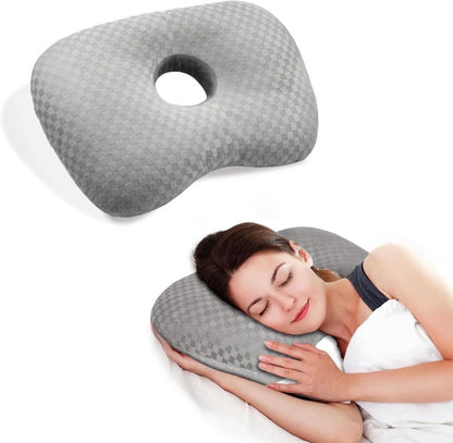 Microfiber Pillow with Ear Holes for Side Sleepers, Comfortable Perforated Design V1188-MS-325-0979