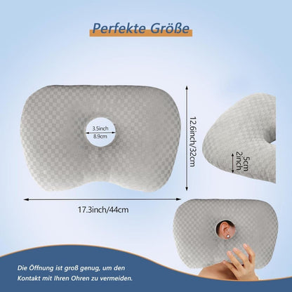 Microfiber Pillow with Ear Holes for Side Sleepers, Comfortable Perforated Design V1188-MS-325-0979