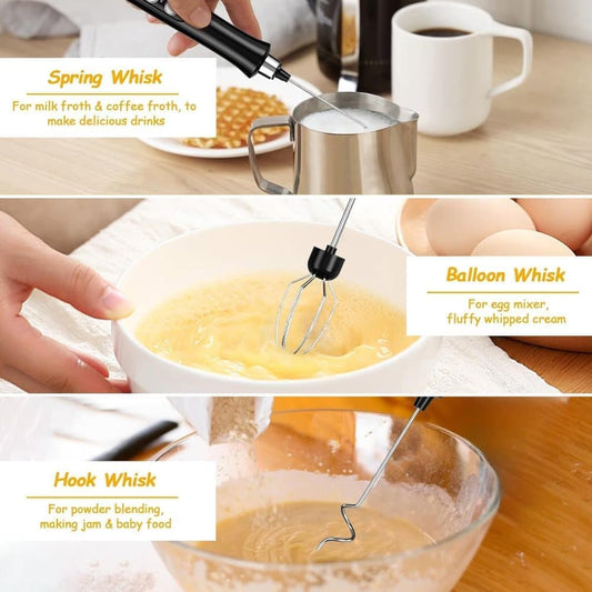 Electric Whisk USB Rechargeable with 3 Speeds, Egg Beater Milk Frother for Coffee and Cappuccino, Compatible V1188-MS-325-0981