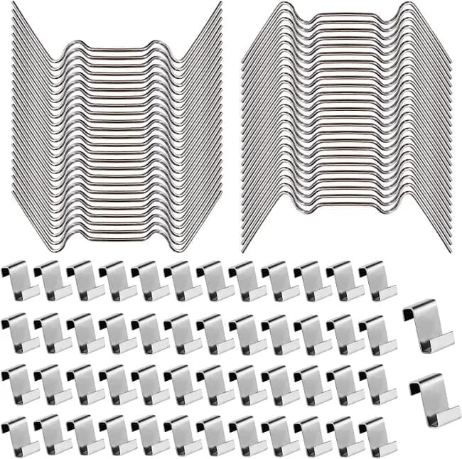 100 silver fixing clips for heating housing glass plate, 100-piece V1188-MS-325-0988