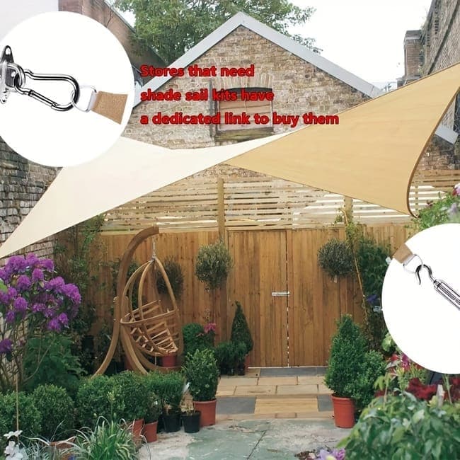 3m x 3m Waterproof UV Protective Sun Sail for Garden Terrace Pool and Camping, Beige V1188-MS-325-0992