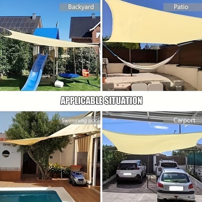 3m x 3m Waterproof UV Protective Sun Sail for Garden Terrace Pool and Camping, Beige V1188-MS-325-0992
