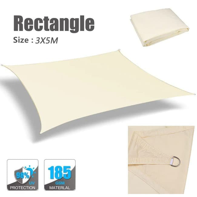 3m x 3m Waterproof UV Protective Sun Sail for Garden Terrace Pool and Camping, Beige V1188-MS-325-0992