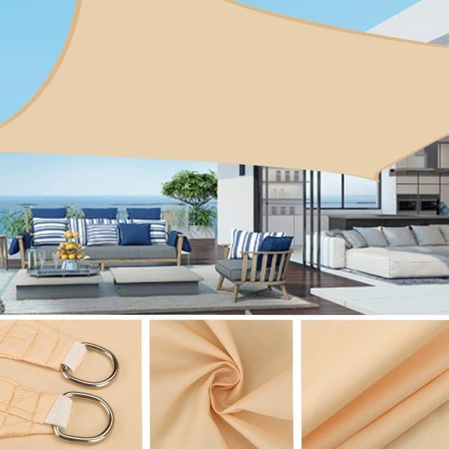 3m x 3m Waterproof UV Protective Sun Sail for Garden Terrace Pool and Camping, Light Orange V1188-MS-325-0996