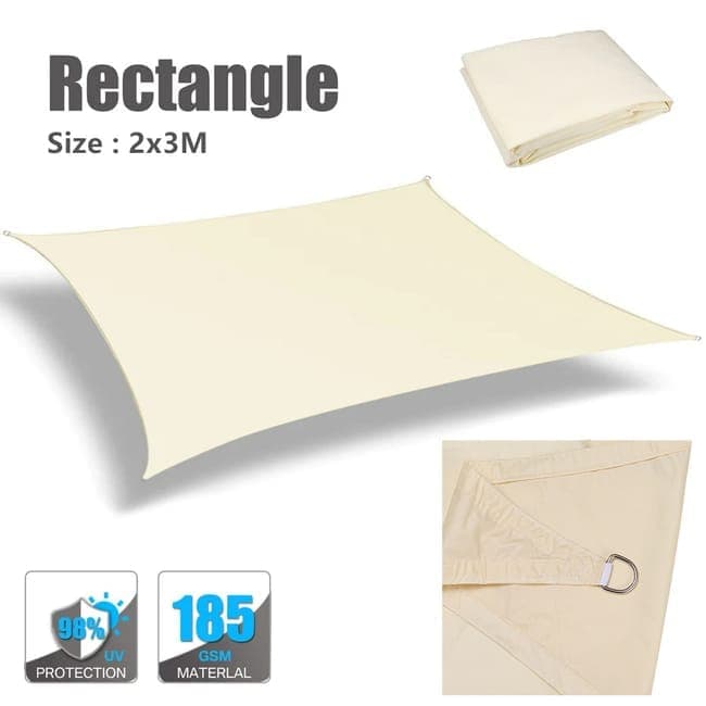 1 Pack Waterproof UV Protective Sun Sail for Garden Terrace Pool and Camping, 2x3M, Beige V1188-MS-325-0998