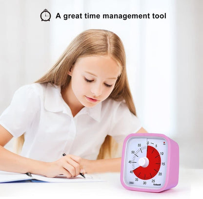 60 Minute Visual Timer for Kids and Classrooms, Adjustable Volume, Pink, 10x10 cm V1188-MS-325-0999