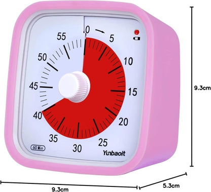 60 Minute Visual Timer for Kids and Classrooms, Adjustable Volume, Pink, 10x10 cm V1188-MS-325-0999