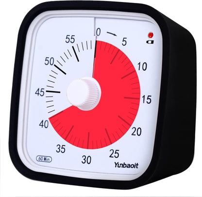 60 Minutes Visual Timer for Classrooms and Kids, Adjustable Volume, Black, 10x10 cm V1188-MS-325-1000