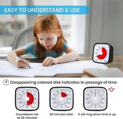 60 Minutes Visual Timer for Classrooms and Kids, Adjustable Volume, Black, 10x10 cm V1188-MS-325-1000