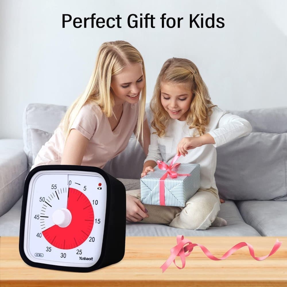 60 Minutes Visual Timer for Classrooms and Kids, Adjustable Volume, Black, 10x10 cm V1188-MS-325-1000