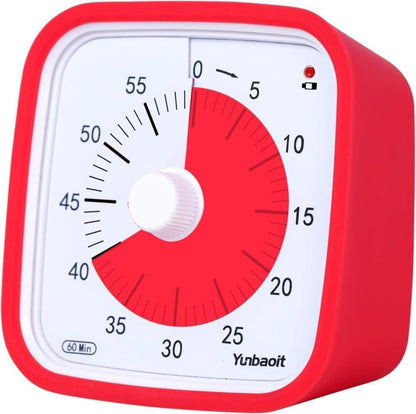 60 Minutes Visual Timer for Classrooms and Kids, Adjustable Volume, 10x10 cm, Red V1188-MS-325-1001