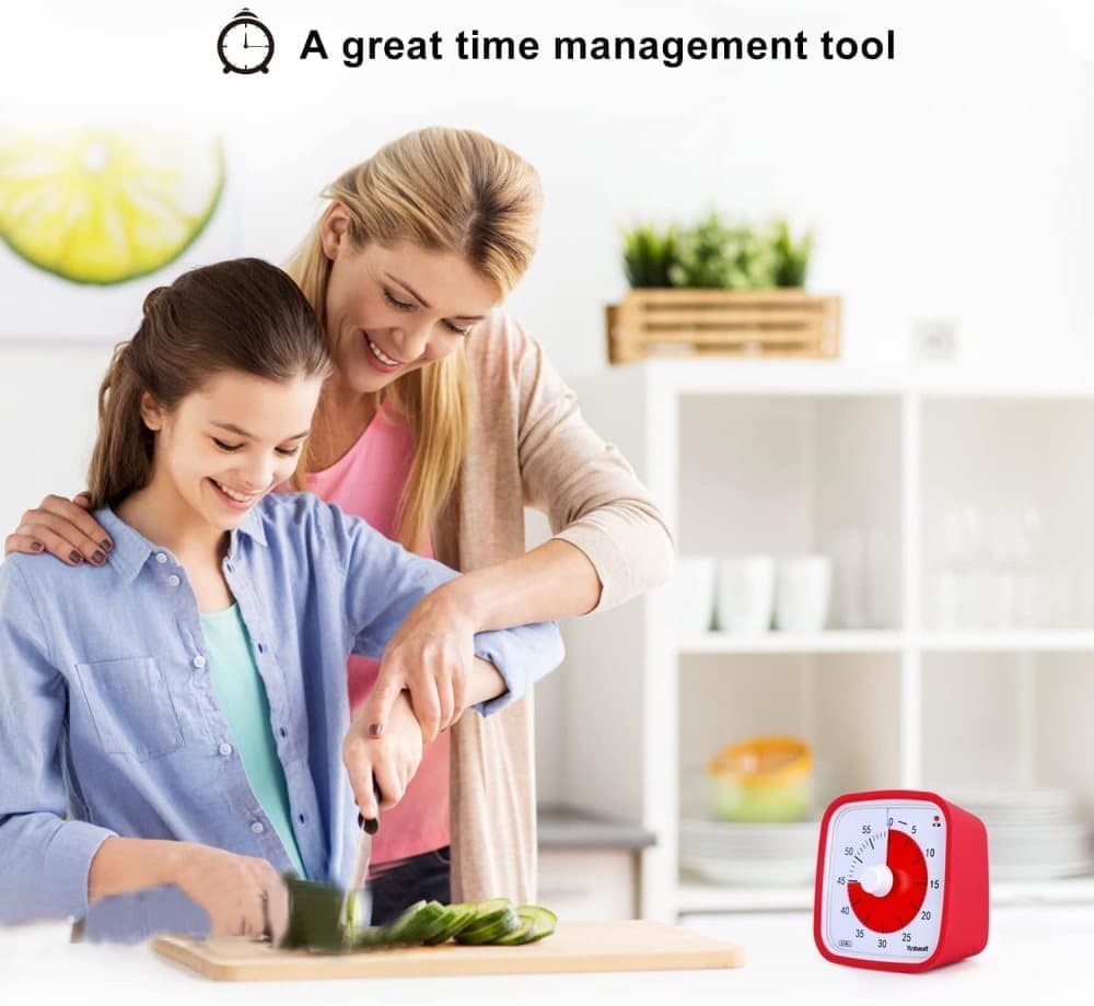 60 Minutes Visual Timer for Classrooms and Kids, Adjustable Volume, 10x10 cm, Red V1188-MS-325-1001