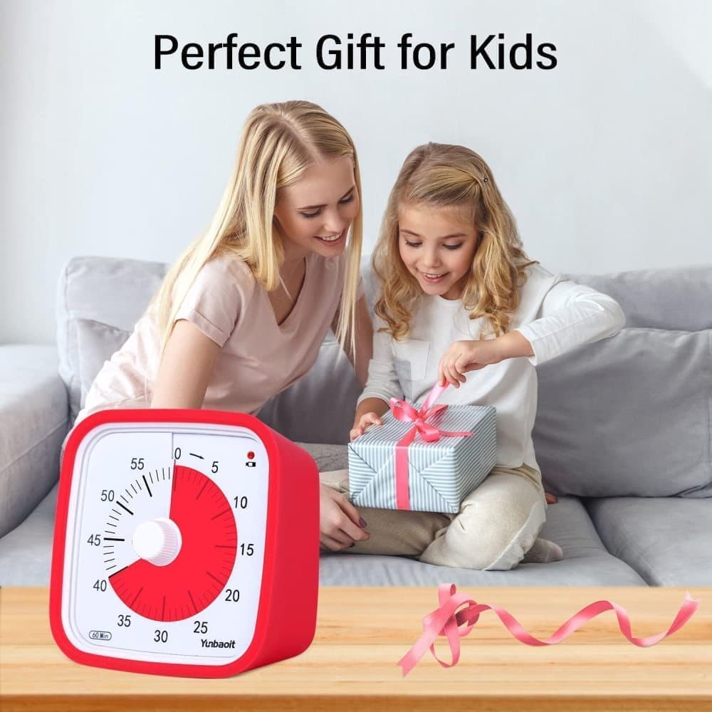 60 Minutes Visual Timer for Classrooms and Kids, Adjustable Volume, 10x10 cm, Red V1188-MS-325-1001