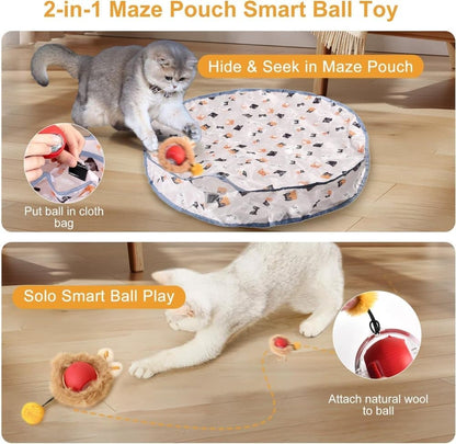 Interactive Cat Toy with Hideaway Cover and Self-Rolling Ball, USB Charging, Colorful, 1 Piece V1188-MS-325-1002