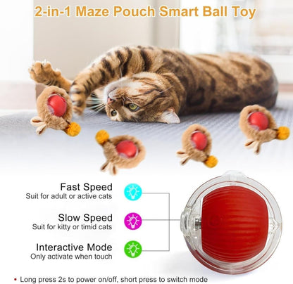 Interactive Cat Toy with Hideaway Cover and Self-Rolling Ball, USB Charging, Colorful, 1 Piece V1188-MS-325-1002
