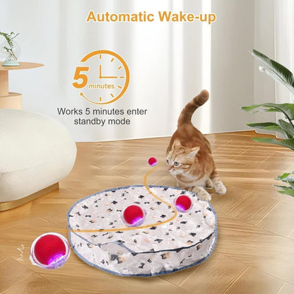 Interactive Cat Toy with Hideaway Cover and Self-Rolling Ball, USB Charging, Colorful, 1 Piece V1188-MS-325-1002