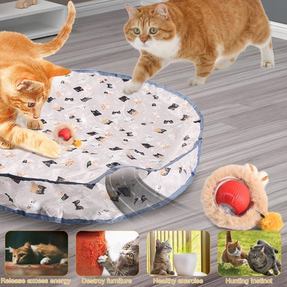 Interactive Cat Toy with Hideaway Cover and Self-Rolling Ball, USB Charging, Colorful, 1 Piece V1188-MS-325-1002