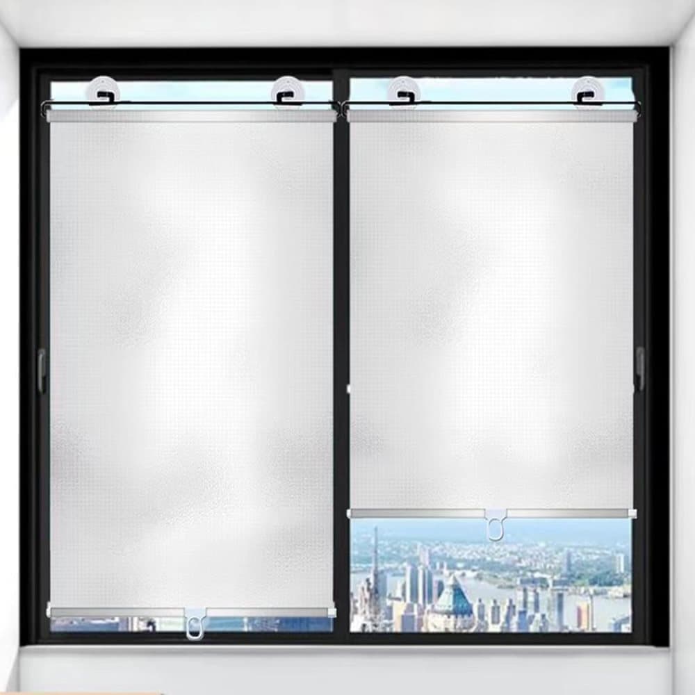 2-Pack Blackout Roller Blinds with Suction Cups, Telescopic Portable Sunshade, Silver, 50x125CM V1188-MS-325-1003