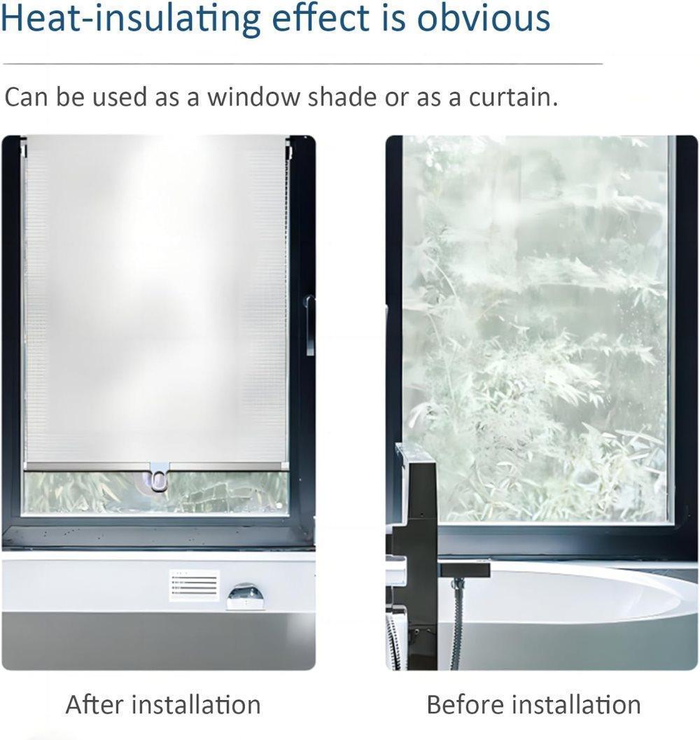 2-Pack Blackout Roller Blinds with Suction Cups, Telescopic Portable Sunshade, Silver, 40x60CM V1188-MS-325-1004