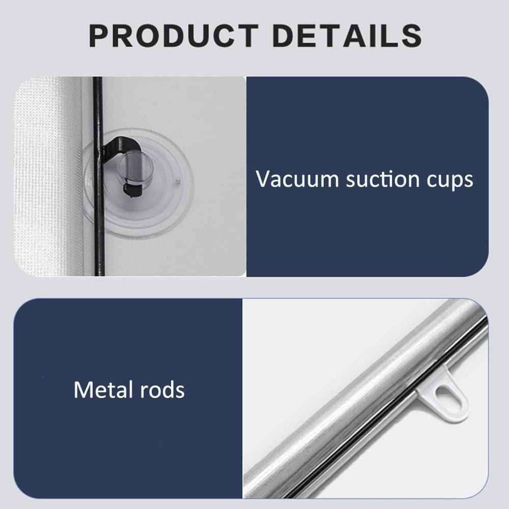 2-Pack Blackout Roller Blinds with Suction Cups, Telescopic Portable Sunshade, Silver, 40x60CM V1188-MS-325-1004