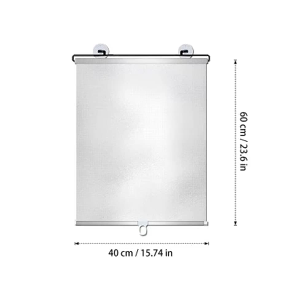 2-Pack Blackout Roller Blinds with Suction Cups, Telescopic Portable Sunshade, Silver, 40x60CM V1188-MS-325-1004