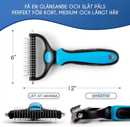 Dog Cat Undercoat Grooming Comb with Stainless Steel Blade, Blue V1188-MS-325-1005