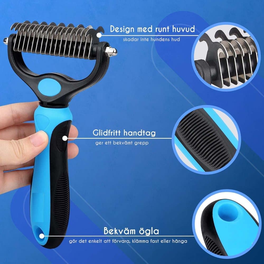 Dog Cat Undercoat Grooming Comb with Stainless Steel Blade, Blue V1188-MS-325-1005